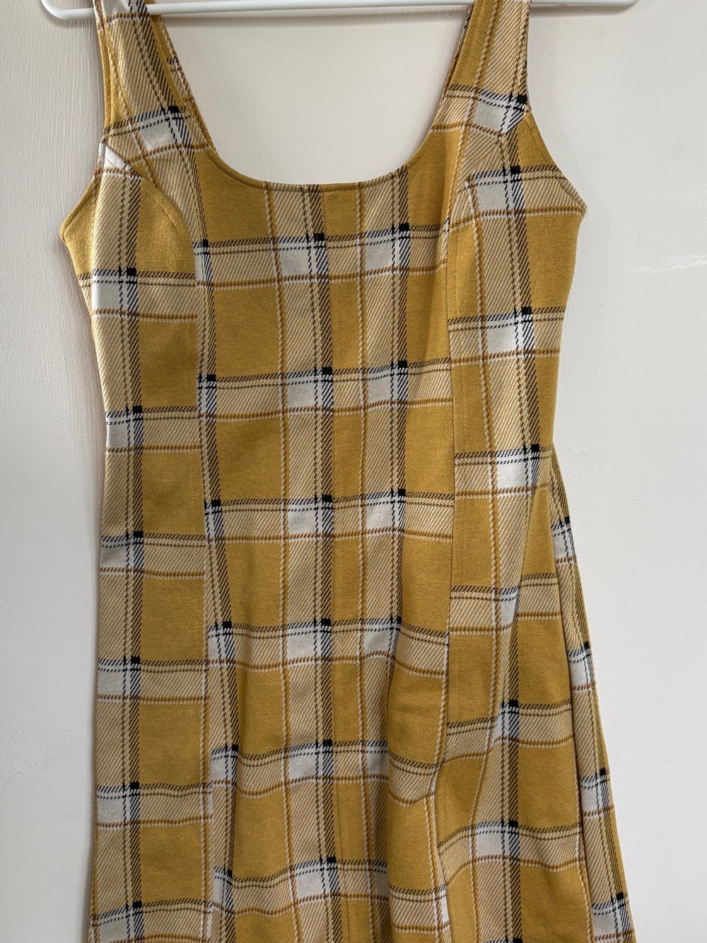 SO Mustard Plaid Midi Dress